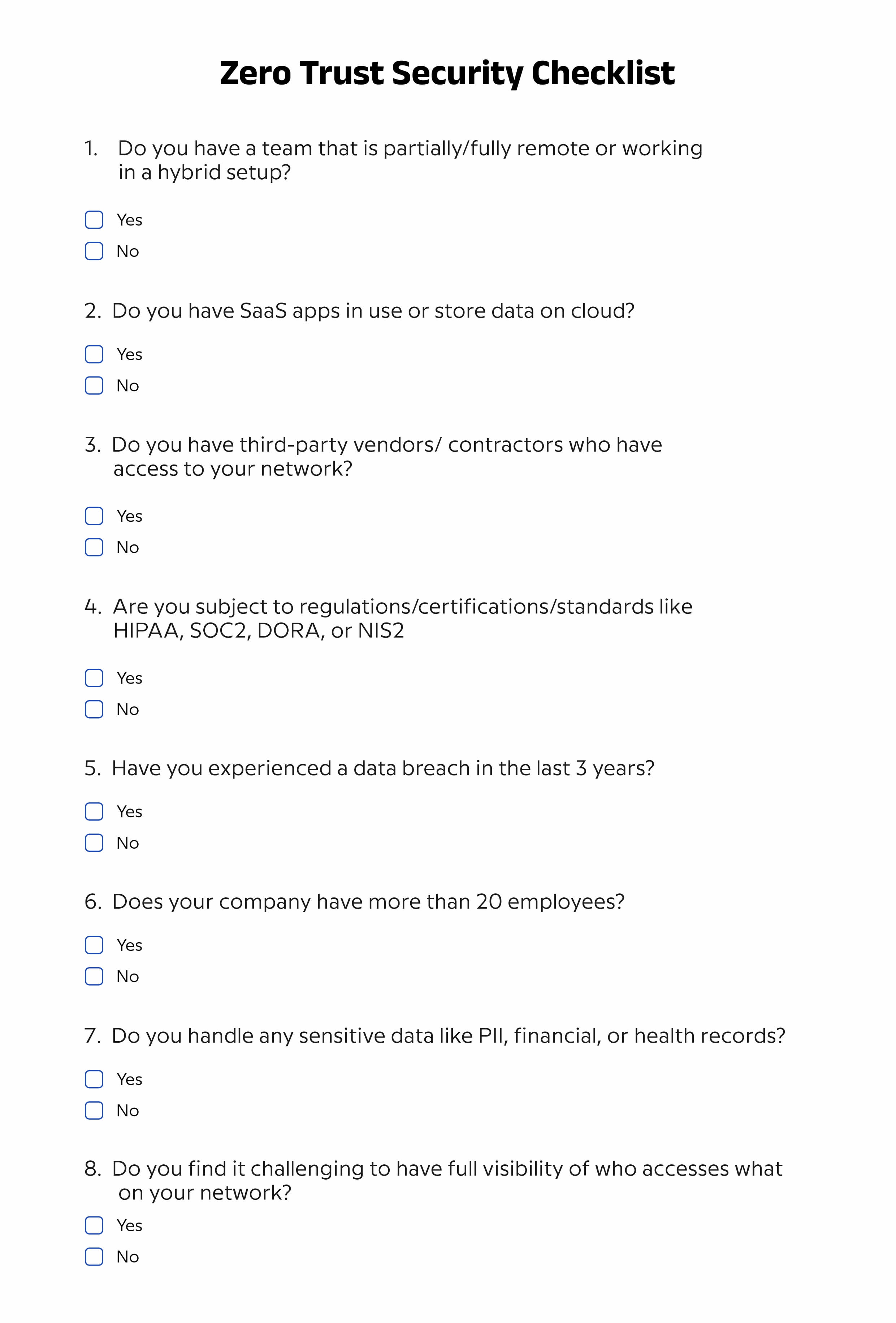 Zero trust Checklist